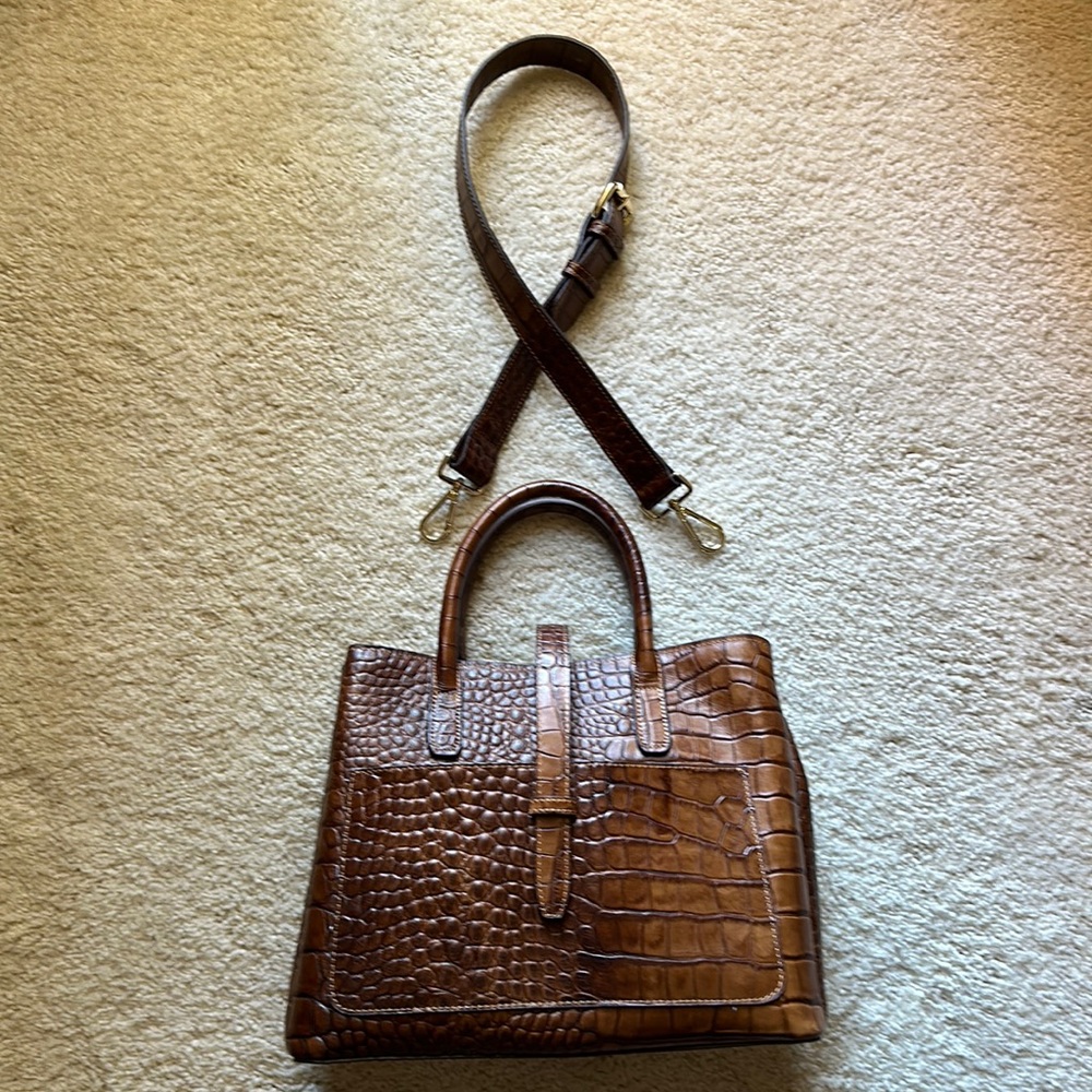 Sondra Roberts - Brown - Crocodile Handbag - with adjustable strap